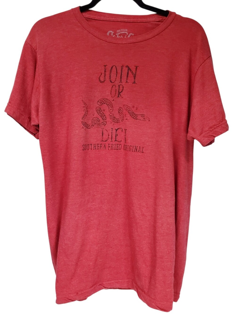 Southern Fried Cotton Cotton Join Or Die Tee Shirt Medium Red Work Wear Mens